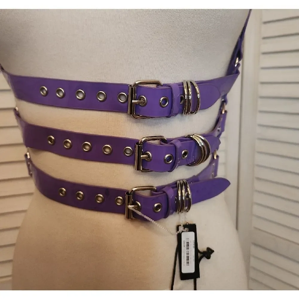 Dolls Kill Spiked Purple Harness Belt Size M NWT